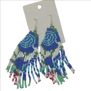 Beaded Blue and Green Earrings